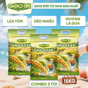 Combo 3 Túi Gạo ST25 Lúa Tôm - Chính Hãng Gạo Ơi - Tổng 15kg (Cam kết date mới)