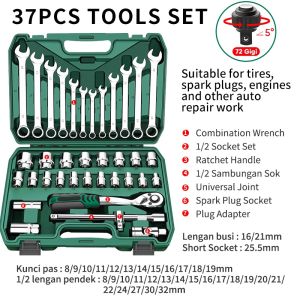 ISKU Kunci Shock Set 37pcs Termasuk Kunci Pas Ring Set 12pcs Dan 21pcs Mata Shock