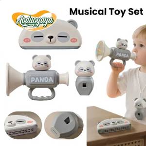 Aoduoyaya Kids Trumpet Toys Cartoon whistle Toy panda harmonica toy Kids Musical Toy Set Early Educational toy
