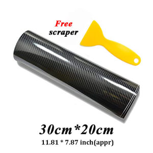 Car 7D Carbon Fiber Sticker With Scraper Waterproof Glossy Vinyl Roll Motorcycle Decal Multi Size