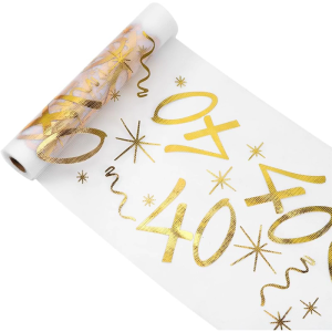 Long 10m Gold Table Runner for Birthday Decorations Customizable Durability Polyester Party Tablecloth for Adults