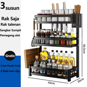 2023 baru Rak Bumbu Dapur Stainless Steel Tempat Bumbu Rak Penyimpanan Dapur Rak Susun 2/3 Tier