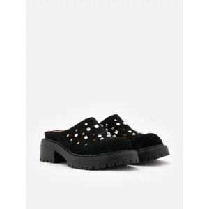 PAZZION S1836-W809 Collette Suede Embellished Clog Mules
