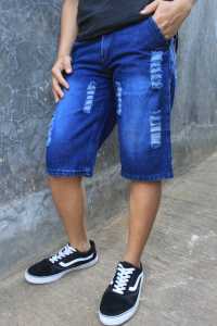 Celana Pendek Jeans Pria Distro Sobek DUTA JEANS