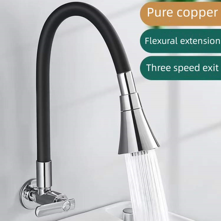 Kitchen Faucet Rotate Flexible Cold Tap Wall Mounted Faucet Two ...