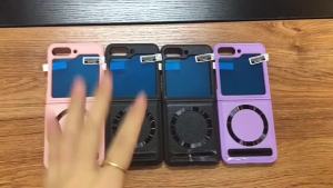[Compatible with Magsafe] for Samsung Z Flip 8/Z Flip 7 Case with Screen Protector & Invisible Stand & HingeCute Litichi  Hard PC Shockproof Phone Case for Galaxy Z Flip 7 FE CaseZ Flip 6 Case.Z Flip 5 Case