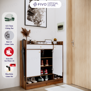 Tủ Kệ Giày Gỗ MDF Chống Ẩm FIVO FS52 Có Hộc Chất Liệu Gỗ MDF Cao Cấp Nhiều Ngăn Chứa Giày Dép Tiết Kiệm Diện Tích - Ngang 100 cm