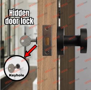 Zinc alloy invisible hidden door lock single sided knob handle small keyhole key