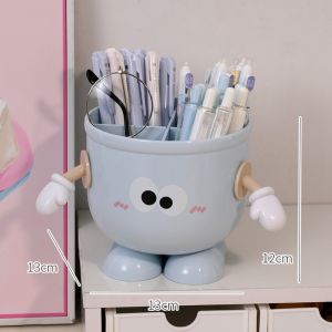 AKZDXE Multipurpose Pen Holder Cartoon Plastic Desktop Organizer Multifunction Storage Box