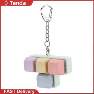 Keyboard Clicker Toy 4 Keys DIY Sensory Fidget Keyring Keycaps Fidget Keyborad Button Stress Relief Toys for Kids Adults