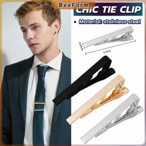 B.F. Stainless Steel Chic Necktie Tie Bar Clasp Clip Formal Occasion Tie Accessories Silver Gold Black