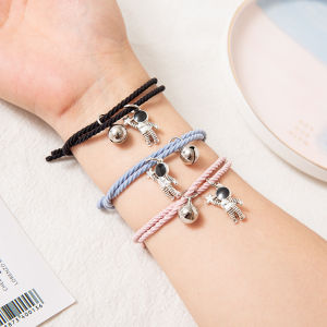 Lovelylife🔥 2 pcs/Set Astronot Bell Gelang Gelang Pasangan Elastis yang Dapat Disesuaikan Ganda Gadis Korea Wanita