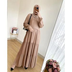 Gamis Rempel Susun Bahan Crinkle Airflow / Busana Muslimah Terbaru / Gamis Wanita Terbaru / Pakaian Wanita Terlaris