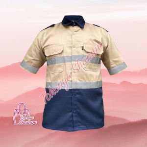 Baju Safety Kombinasi 2 warna Wearpack Atasan Lengan Pendek Kombinasi Terbaru