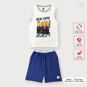 Bộ ba lỗ bé trai size đại BIGFOX - MISS MEOW mặc mùa hè vải cotton mềm mịn họa tiết chữ Newyork size trẻ em 34567891011 tuổi