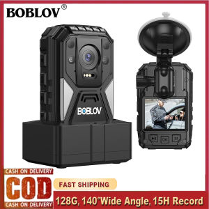 BOBLOV B4K4 4K Body Worn Camera with GPS HD 2160P 128GB Video Audio Recorder 15Hrs Video Shooting Police Camera BodyCam Waterproof Action Camera Motion Detect Dashcam Fast Charging with Charging Dock & Car Suction