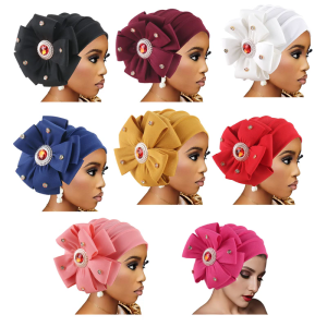 Soft and Comfortable Hat Muslims Women Wedding Hat Flowers Chemo Cap Headscarves for Indoor and Outdoor Wear