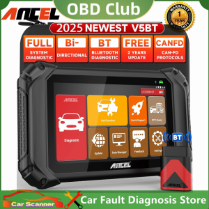 Ancel V5 BT OE-Level เครื่องสแกน OBD2 ระบบเต็ม 12V รถยนต์ WIFI บลูทู ธ เครื่องมือวินิจฉัยไร้สาย CAN-FD OBD 2เครื่องสแกนเนอร์แบบสองทิศทางเครื่องมือสแกน ECU เครื่องสแกนเนอร์ยานยนต์ตรวจสอบเครื่องอ่านรหัสเครื่องยนต์ดีเซลและเครื่องมือสแกน PK Ancel X7