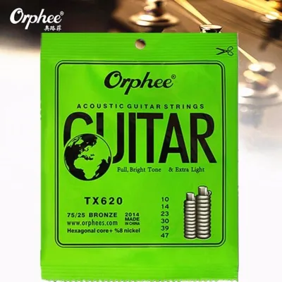 Orphee TX620 6pcs Acoustic Folk Guitar String Set (.010-.047) 75/25 Bronze Extra Light Tension