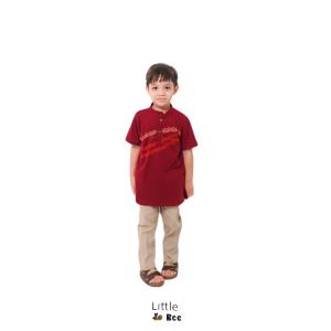 Littlebee Mustofa Maroon Setelan Koko Anak 1 sampai 5 Tahun Baju koko Kaos Laki-laki