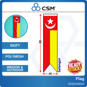 2x8ft Selangor Flag Bendera Selangor Malaysia Negeri Selangor Outdoor Decoration