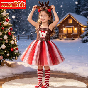 11.11 Whimsical Winter Deer Fancy Tutu Attire with Soft Layered Skirt Ideal for Xmas Parades and Family Holiday Portrait Sessions h2610