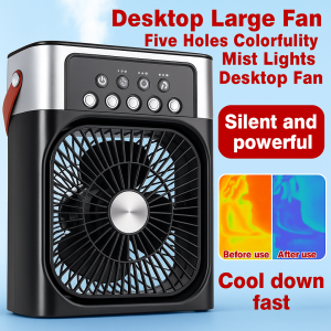 【Ice Feeling Five Holes】silent Humidifying Spray Air Conditioner Desktop Fan