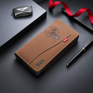 MOUSSON กระเป๋าสตางค์ผู้ชายแบบยาวมีซิปกระเป๋าคลัทช์แฟชั่นความจุขนาดใหญ่