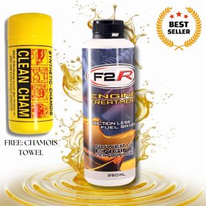 F2R Engine Treatment Oil (250ml) for Gasoline or Diesel Engine with Sticker & Chamois Towel