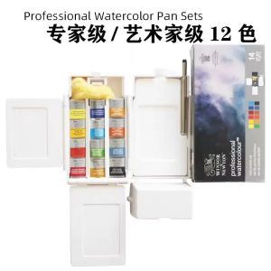 Imported WINSOR&NEWTON artist solid Аквариум pigment 12/24 color master level half watercolor set painting beginner art supplies