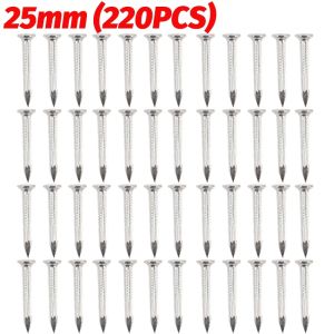 220PCS Round Head Steel Nail for Cement Wood Silver Heavy Duty Galvanized Roofing Felt Nails Rustproof Home Improvement Nails 25/50mm