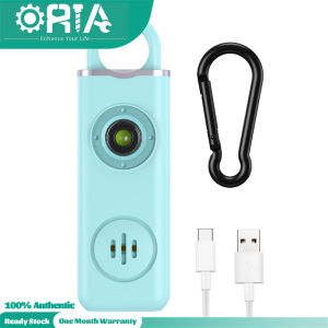 ORIA เสียงปลุกพวงกุญแจ130db แบบชาร์จส่วนบุคคลปลุกพวงกุญแจสำหรับความปลอดภัยการป้องกันตนเองด้วยไฟฉายตะขอแขวนสำหรับผู้หญิงเด็กผู้สูงอายุ