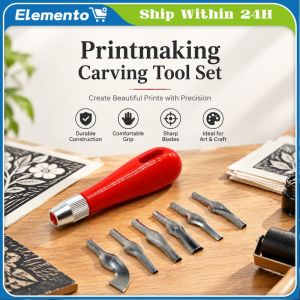 Printmaking Art Print Engraving Tools Stamp Maker Ergonomic Carving Cutter Tools Durable Multifunctional Rubber Block Stamp Kit School Use