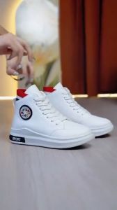ZF Women’s High-Top Canvas Sneakers | Korean-Style Hidden Wedge Platform Shoes for Height Boost Lightweight Comfortable Walking School Travel & Everyday Casual Wear