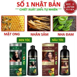 Dầu gội phủ bạc GELISSA 500ml nhật bản.Dầu gội nhuộm tóc đen nhuộm tóc nâu.thảo dược tự nhiên an toàn.(Chính Hãng)