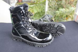 SEPATU ZIMZAM PDL POLISI LAK MENGKILAP SAFETY BOOTS DINAS MILITER
