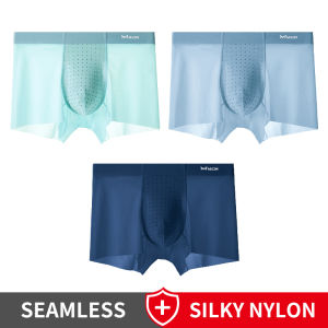 CMENIN 3Pcs ผ้าไหมน้ำแข็งเซ็กซี่ผู้ชายกางเกงบ็อกเซอร์กางเกงขาสั้นสบายชุดชั้นใน Graphene Antibacterial ตาข่ายชุดชั้นในชายนักมวย MRY022