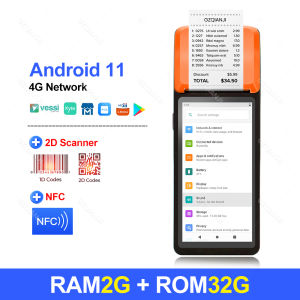 4G Android 11 / 8.1 Pos Handheld Terminal Wireless POS Printer 1D 2D Scanner NFC Reader Built-in 58mm Receipt impressora termica