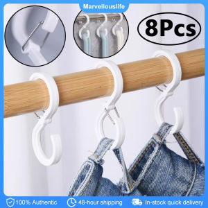 8PCS S Shaped Hook Windproof Hat Hanger Holder Portable Hanging Hooks with Buckle Shower Curtain Hooks