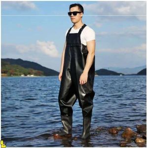 [ Size 37 - 44 ] Bộ Yếm Lội Nước Chống Thấm Màu Đen Xám Có Túi Ở Giữa Bộ Quần Áo Lội Nước Cao Su Yếm Ủng Chất Lượng