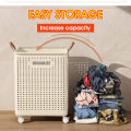 【sg】HXR Foldable Laundry Basket With Wheels Waterproof Large Capacity Dirty Clothes/Toy Organizer/Snack. 