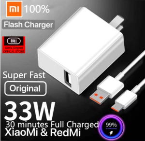MGALL Original XiaoMi 33W 4.0 Super Fast Quick Wall Charge Travel Charger with Type C Micro USB Data Cable