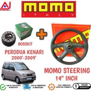 PERODUA KENARI (2000-2009) 14 MOMO STEERING PVC HIGH QUALITY + BOSSKIT SET