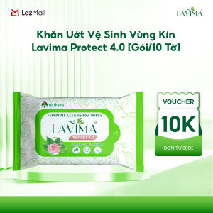 Khăn Ướt Vệ Sinh Vùng Kín Lavima Protect 4.0 Lành Tính Dịu Nhẹ Kháng Khuẩn Tiện Dụng  Gói 10 Tờ