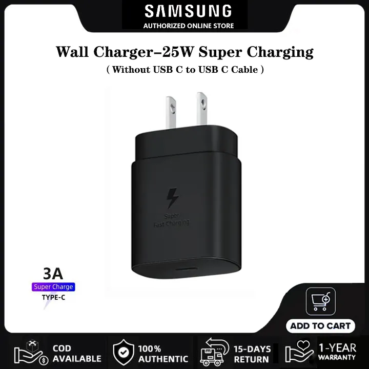 Samsung Charger Adapter Type C for 25W Super Fast Charging EP-TA800  (without cable) Lazada PH
