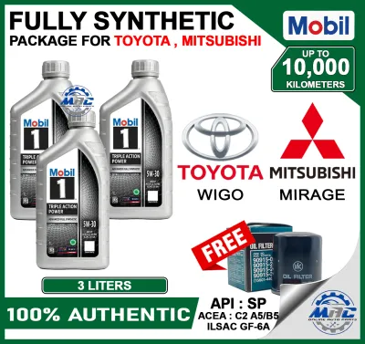 Mobil 1 triple action power 5w-30 3 liters for TOYOTA WIGO MITSUBISHI MIRAGE ( Fully Synthetic )