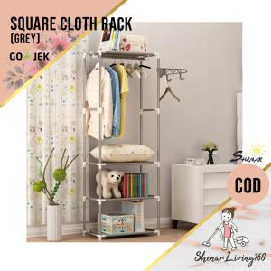 SQUARE CLOTH RACK SHENAR /TEMPAT PENYIMPANAN/RAK MULTIFUNGSI - GREY