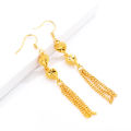 PQH KONG Jewellery Gold 916 Original Malaysia Earrings for Women Leaf Pendant Long Drop Dangle Hook Gold Earrings Party Jewelry Fashion Gold Jewellery Exquisite Flower Earrings Earing Set for Girls Korean Style Subang Telinga Perempuan. 
