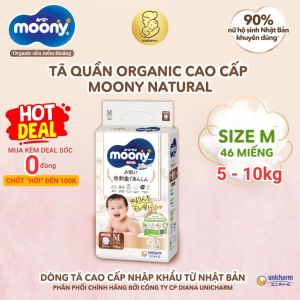 [Voucher 10% toàn gian] Combo 2 bỉm moony trắng bỉm moony natural chính hãng Dán/Quần đủ size NB62/S58/M46/L36/XL32
