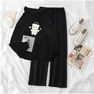 Outfit Cewek Remaja Setelan Hoodie Dan Celana Panjang Bear Angels